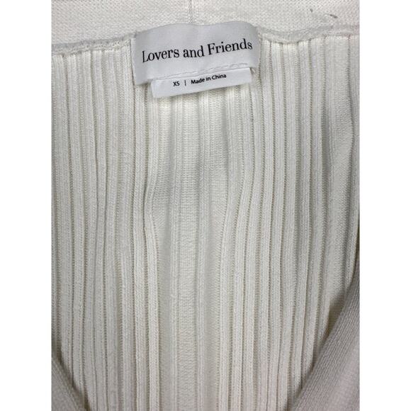 Lovers and Friends - Ribbed Crop V Neck Cardigan in Ivory - Picture 3 of 4